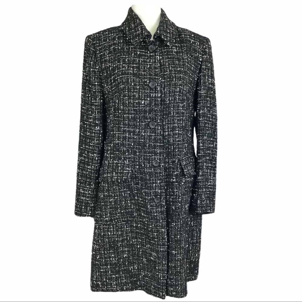 Tribal Black & White Tweed Coat. Size 10.
